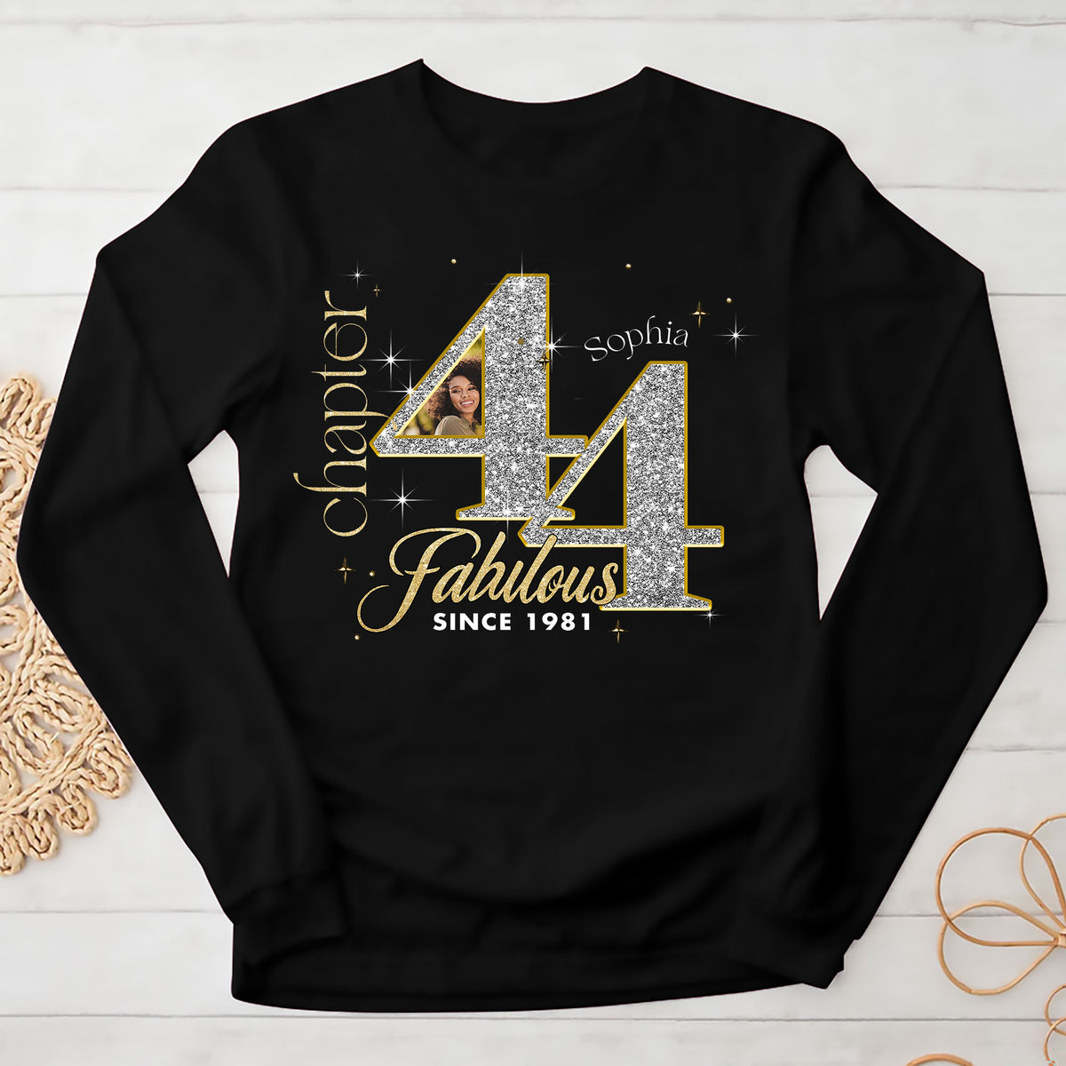 Custom Face Photo 44&#39;s Birthday Shirt, Fabulous Since 1981 44th Birthday Unique T Shirt For Woman, Custom Birthday Shirt, Her Gifts For 44 Years Old , Turning 44 Birthday Cotton Shirt-YPT-ALK