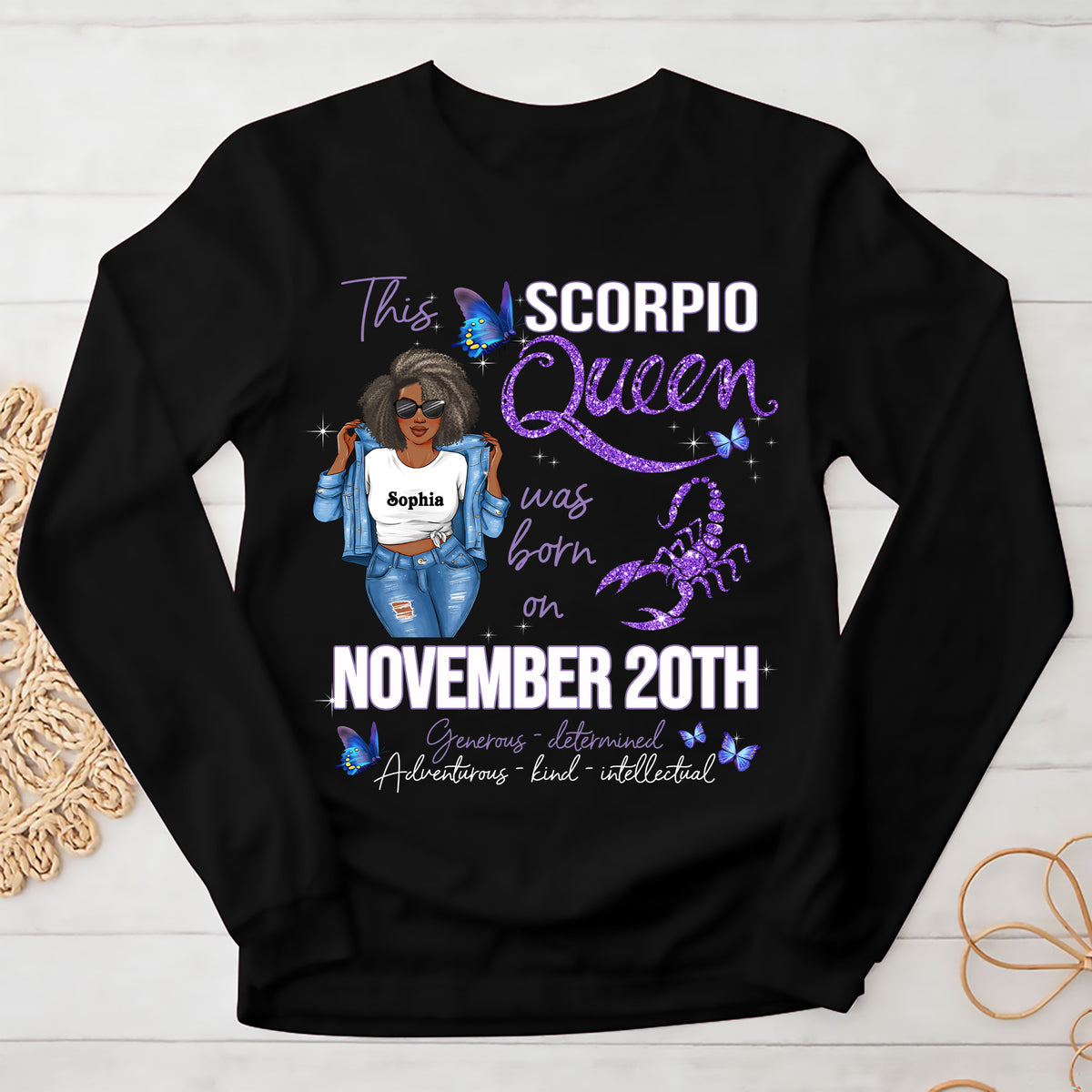 Personalized Scorpio shirt, Scorpio Birthday T Shirt, customize birthday shirt for woman, Scorpio t shirts for ladies, Scorpio queen t shirt, Scorpio Queen Birthday shirt-YPT-ALK