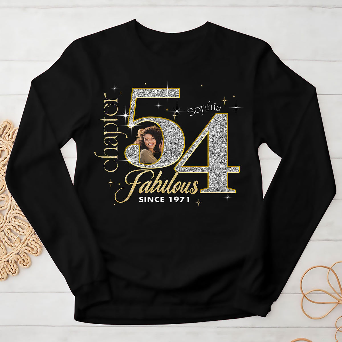 Custom Face Photo 54&#39;s Birthday Shirt, Fabulous Since 1971 54th Birthday Unique T Shirt For Woman, Custom Birthday Shirt, Her Gifts For 54 Years Old , Turning 54 Birthday Cotton Shirt-YPT-ALK