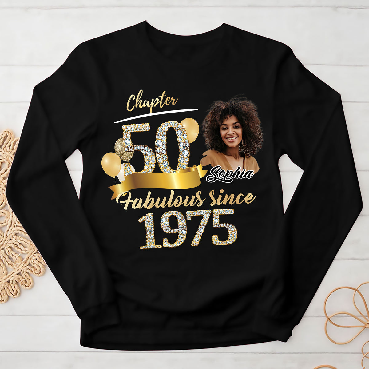 Custom Face Photo 50&#39;s Birthday Shirt, Fabulous Since 1975 50th Birthday Unique T Shirt For Woman, Custom Birthday Shirt, Her Gifts For 50 Years Old, Custom Picture Tee, Personalized Birthday Shirt-YPT-ALK