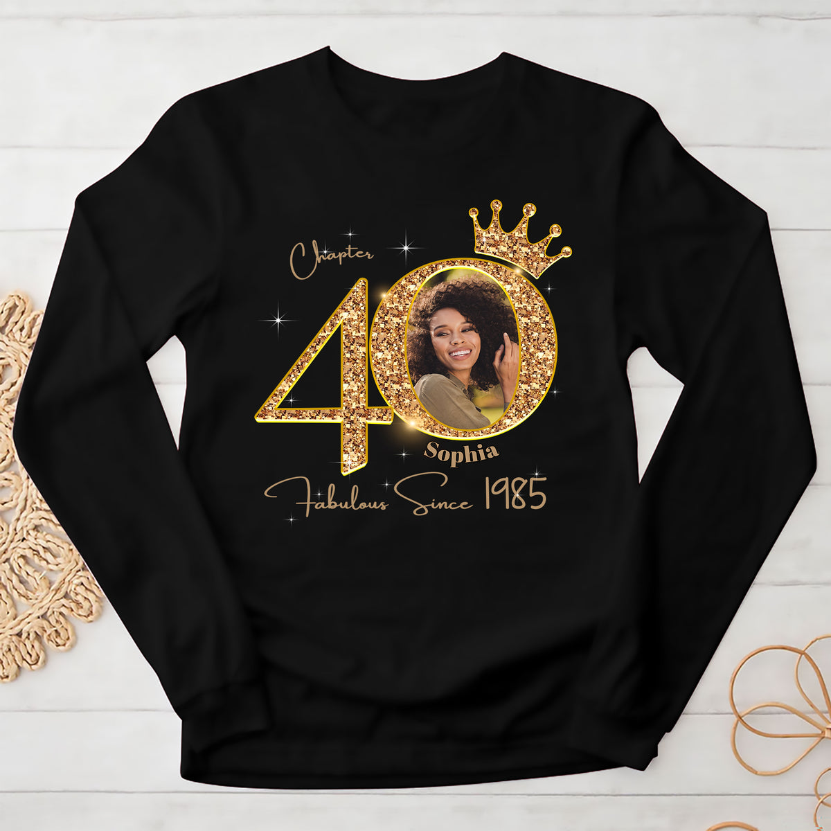 Chapter 40, Fabulous Since 1985 40th Birthday Unique T Shirt For Woman, Custom Photo Birthday Shirt, Her Gifts For 40 Years Old , Turning 40 Birthday Cotton Shirt-YPT-ALK