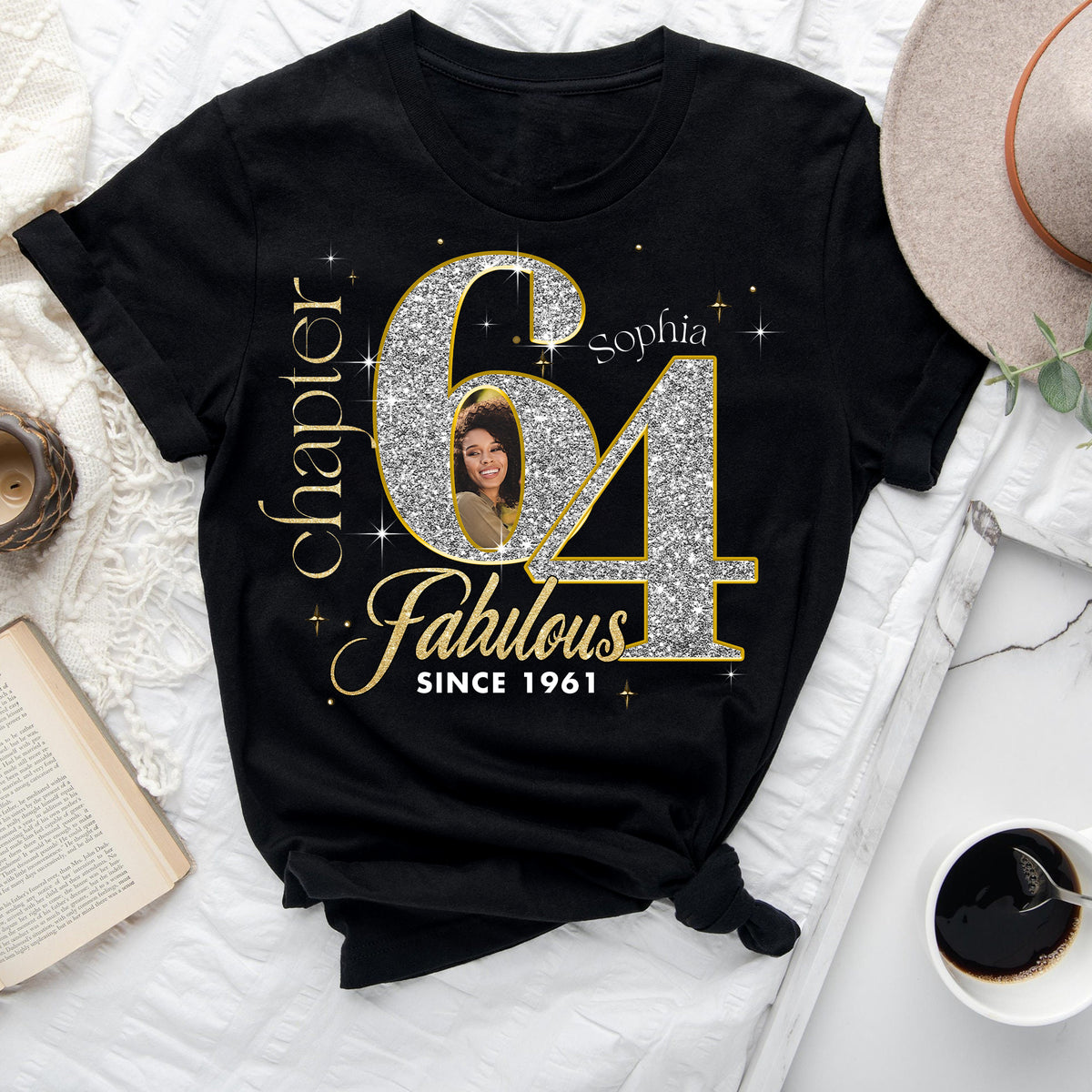 Custom Face Photo 64&#39;s Birthday Shirt, Fabulous Since 1961 64th Birthday Unique T Shirt For Woman, Custom Birthday Shirt, Her Gifts For 64 Years Old , Turning 64 Birthday Cotton Shirt-YPT-ALK