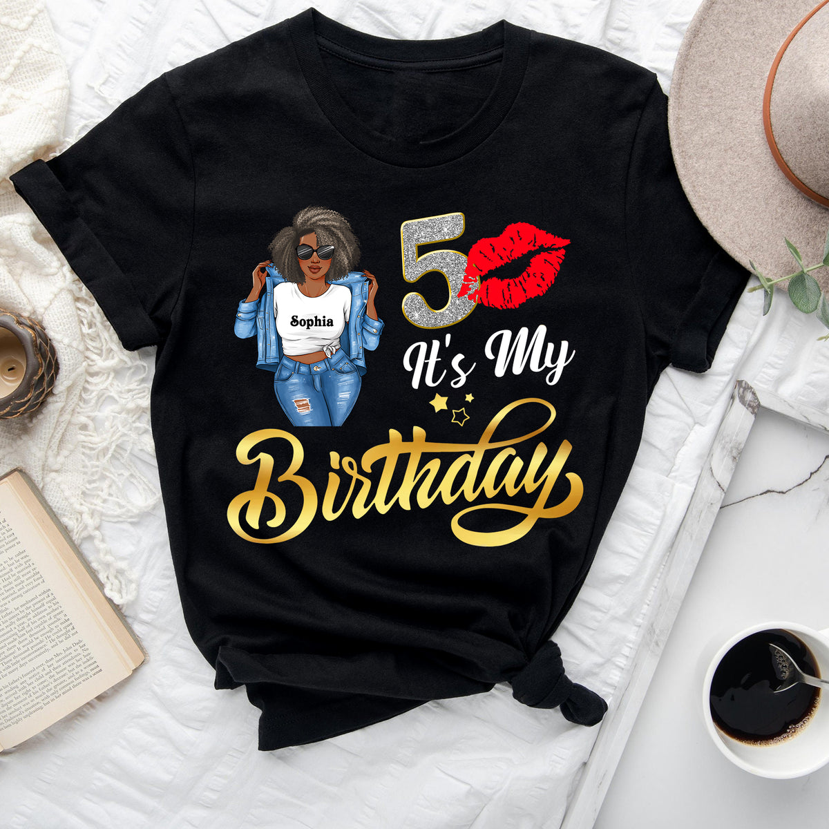Personalized 50th Birthday Unique T Shirt For Woman, Custom Birthday Shirt, Her Gifts For 50 Years Old , Turning 50 Birthday Cotton Shirt-YPT-ALK