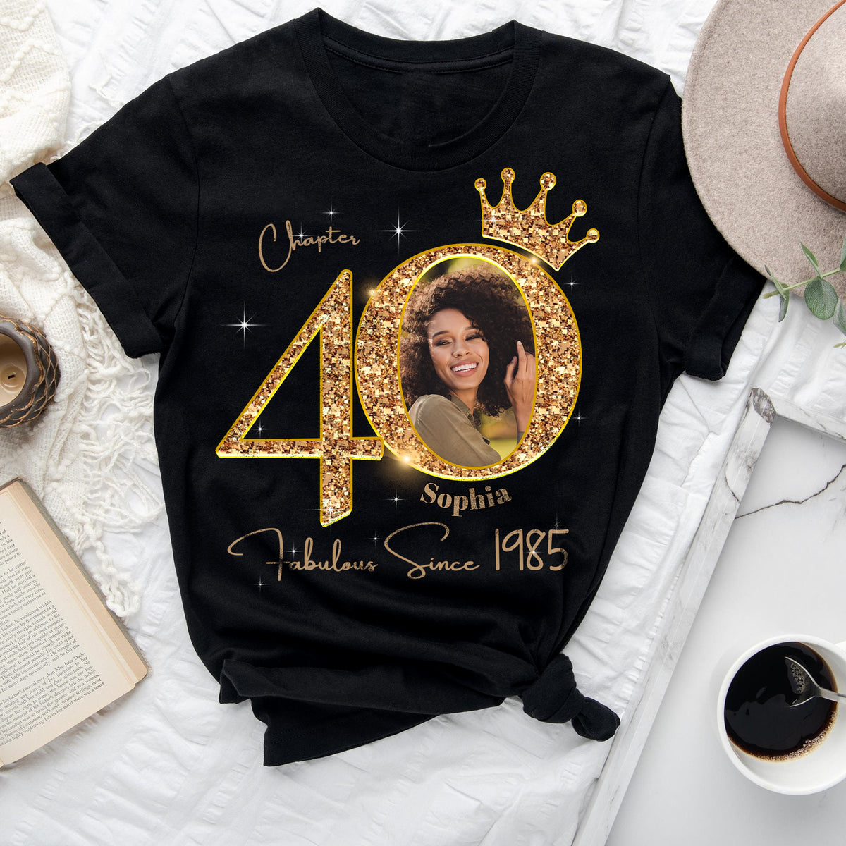 Chapter 40, Fabulous Since 1985 40th Birthday Unique T Shirt For Woman, Custom Photo Birthday Shirt, Her Gifts For 40 Years Old , Turning 40 Birthday Cotton Shirt-YPT-ALK