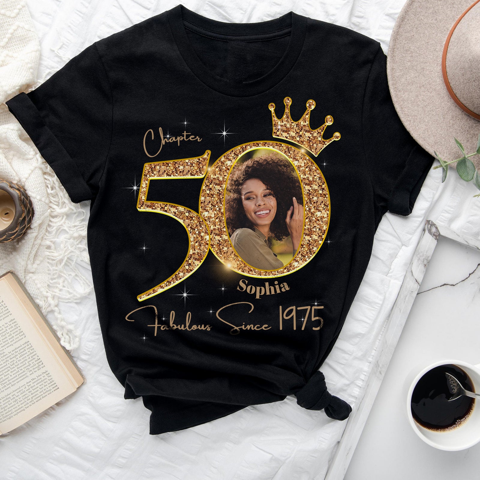 50th Birthday Shirts, Custom Photo Birthday Shirts, Turning 50 Shirt, Gifts For Women Turning 50, 50 And Fabulous Shirt, 1975 Shirt, 50th Birthday Shirts For Her-YPT-ALK