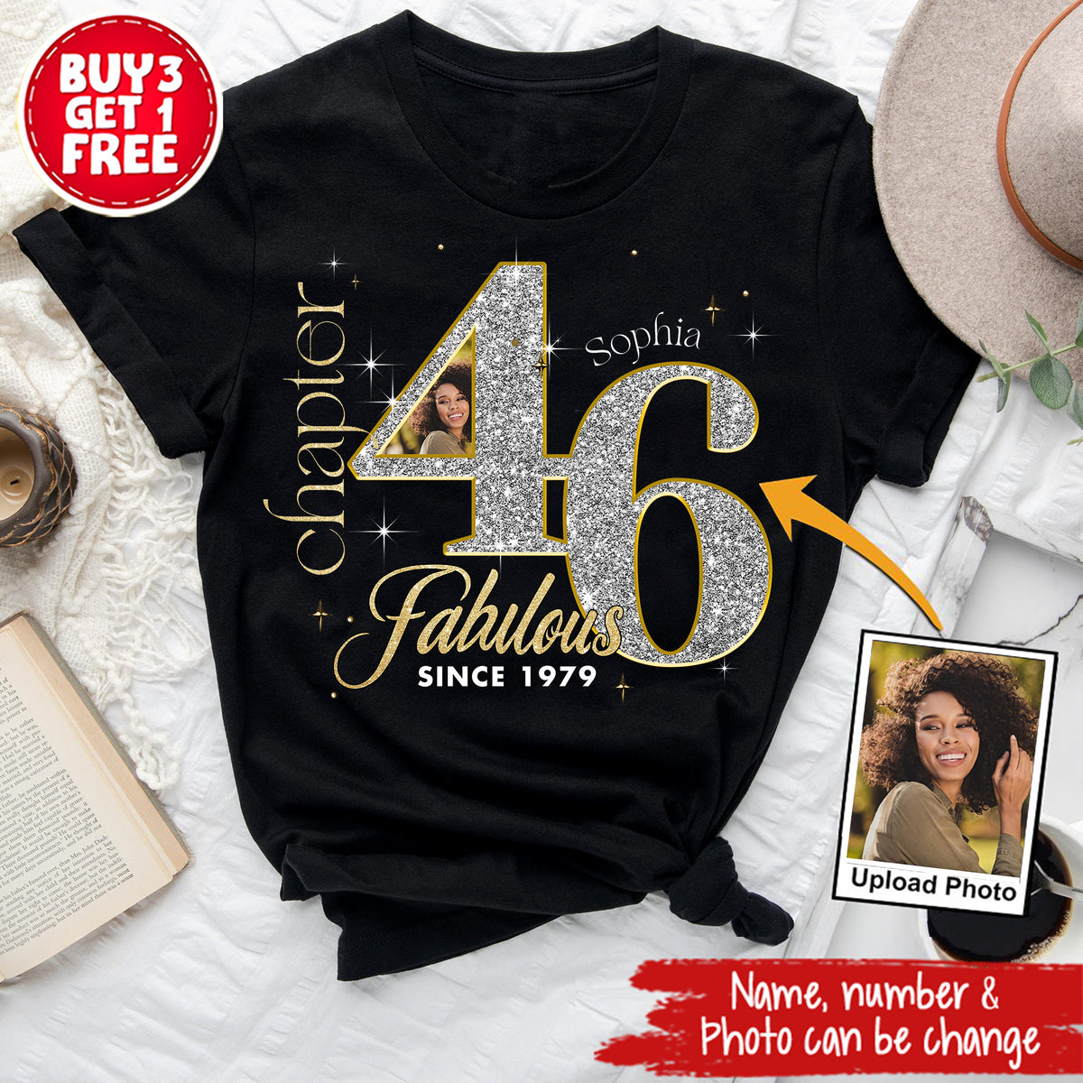 Custom Face Photo 46&#39;s Birthday Shirt, Fabulous Since 1979 46th Birthday Unique T Shirt For Woman, Custom Birthday Shirt, Her Gifts For 46 Years Old , Turning 46 Birthday Cotton Shirt-YPT-ALK