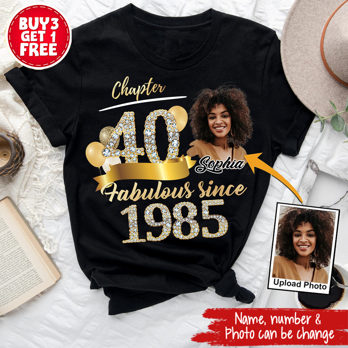 Custom Face Photo 40&#39;s Birthday Shirt, Fabulous Since 1985 40th Birthday Unique T Shirt For Woman, Custom Birthday Shirt, Her Gifts For 40 Years Old , Turning 40 Birthday Cotton Shirt-YPT-ALK