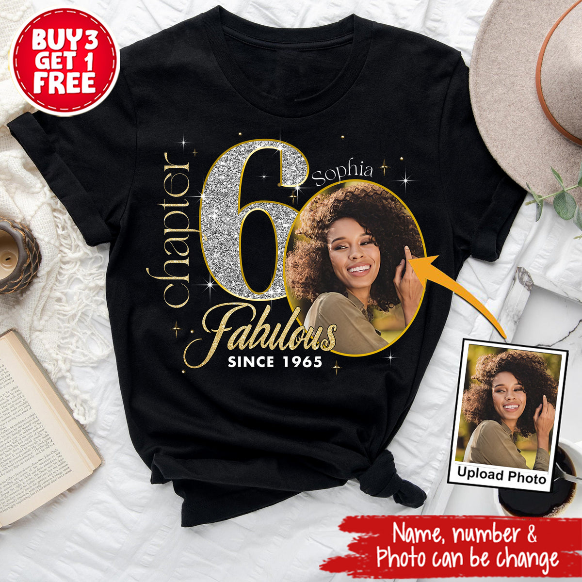 Custom Face Photo 60&#39;s Birthday Shirt, Fabulous Since 1965 60th Birthday Unique T Shirt For Woman, Custom Birthday Shirt, Her Gifts For 60 Years Old , Turning 60 Birthday Cotton Shirt-YPT-ALK