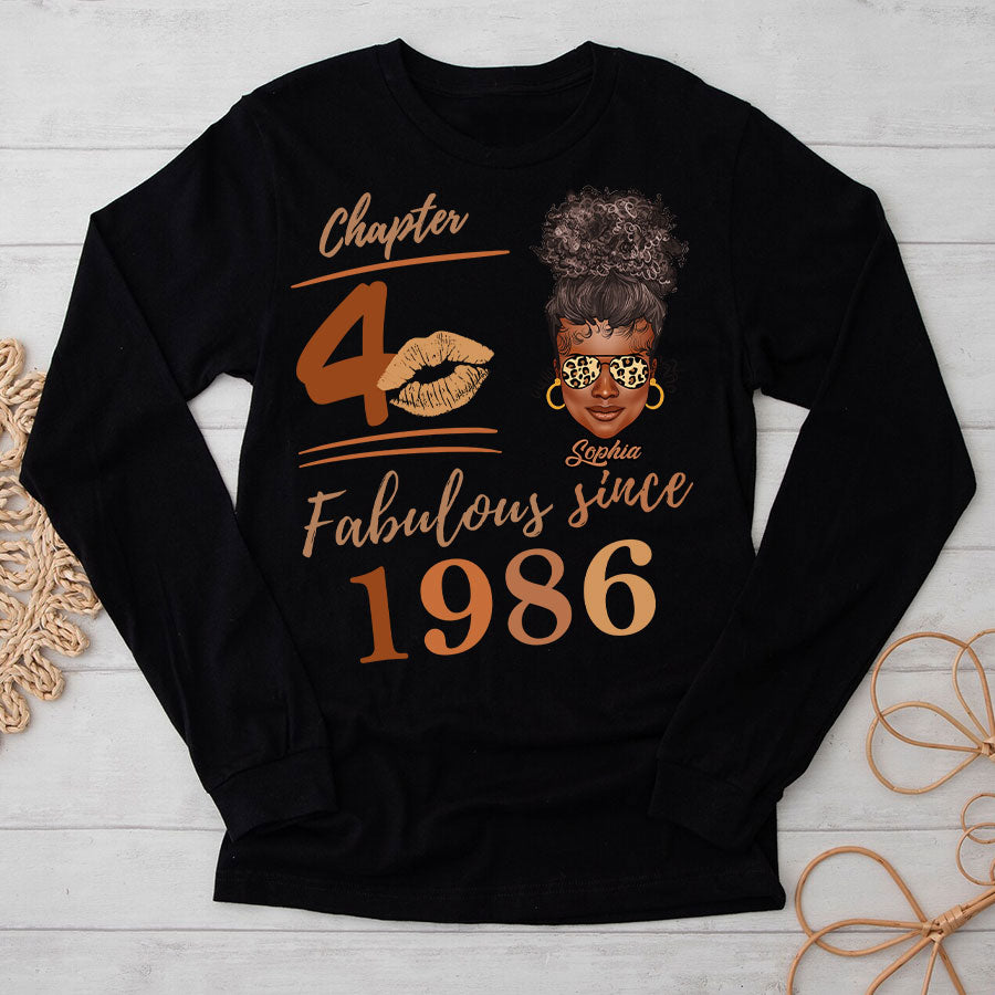 Chapter 40, Fabulous Since 1986 40th Birthday Unique T Shirt For Woman, Her Gifts For 40 Years Old , Turning 40 Birthday Cotton Shirt TLQ