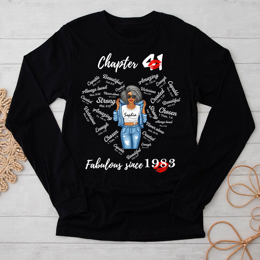 Chapter 41, Fabulous Since 1983 41st Birthday Unique T Shirt For Woman, Her Gifts For 41 Years Old , Turning 41 Birthday Cotton Shirt-TLQ