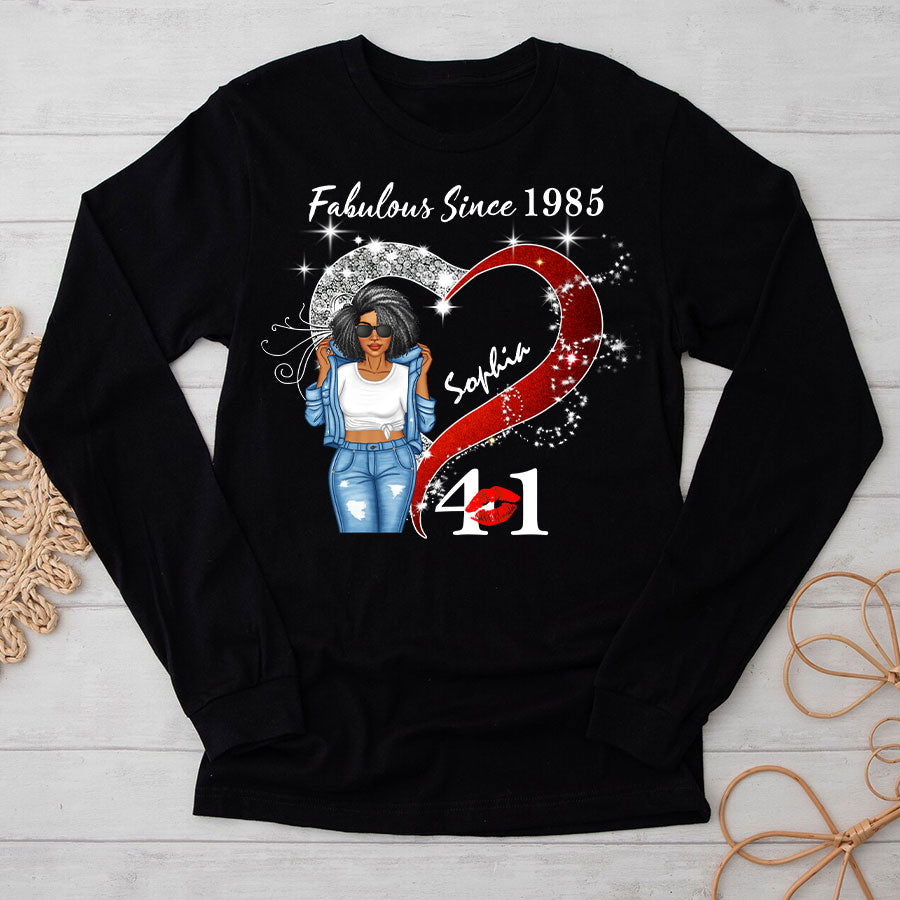Custom Birthday Shirt, Her Gifts For 41 Years Old , Turning 41 Birthday Cotton Shirt, Fabulous Since 1985 - TLQ