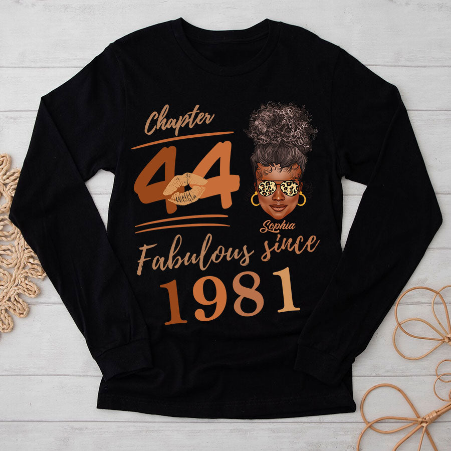 Chapter 44, Fabulous Since 1981 44th Birthday Unique T Shirt For Woman, Her Gifts For 44 Years Old , Turning 44 Birthday Cotton Shirt TLQ