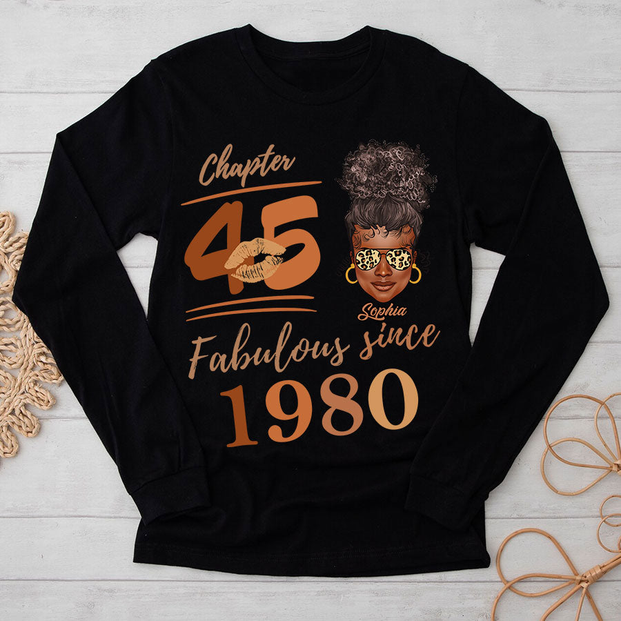 Chapter 45, Fabulous Since 1980 45th Birthday Unique T Shirt For Woman, Her Gifts For 45 Years Old , Turning 45 Birthday Cotton Shirt TLQ