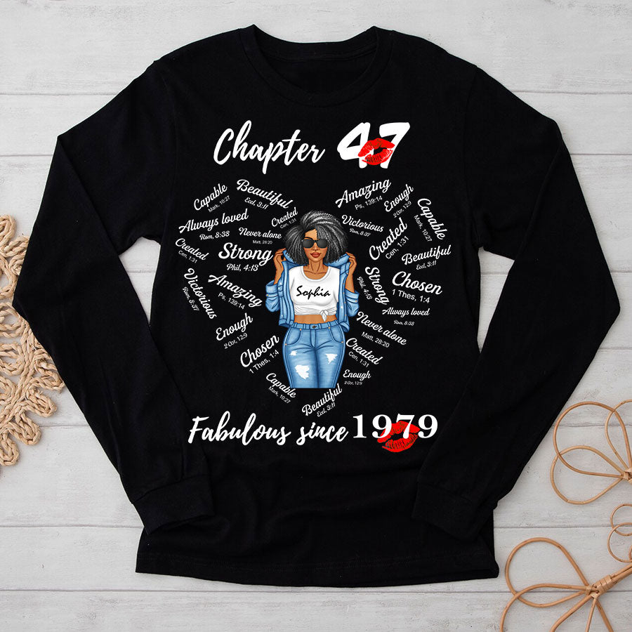 Chapter 47, Fabulous Since 1979 47th Birthday Unique T Shirt For Woman, Her Gifts For 47 Years Old , Turning 47 Birthday Cotton Shirt-TLQ