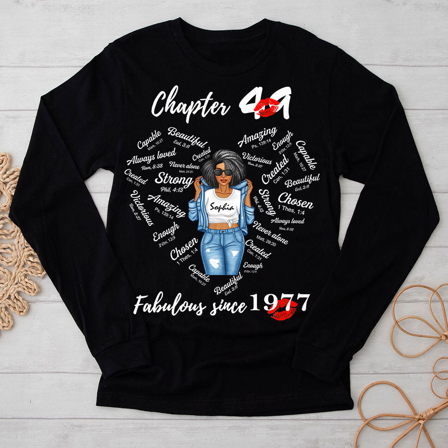 Chapter 49, Fabulous Since 1977 49th Birthday Unique T Shirt For Woman, Her Gifts For 49 Years Old , Turning 49 Birthday Cotton Shirt-TLQ