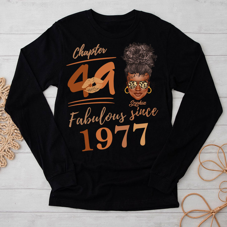 Chapter 49, Fabulous Since 1977 49th Birthday Unique T Shirt For Woman, Her Gifts For 49 Years Old , Turning 49 Birthday Cotton Shirt TLQ