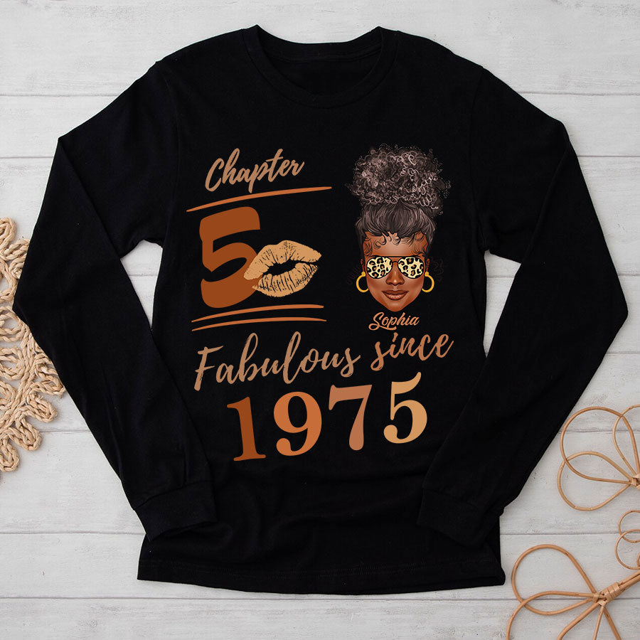 Chapter 50, Fabulous Since 1975 50th Birthday Unique T Shirt For Woman, Her Gifts For 50 Years Old , Turning 50 Birthday Cotton Shirt - TLQ