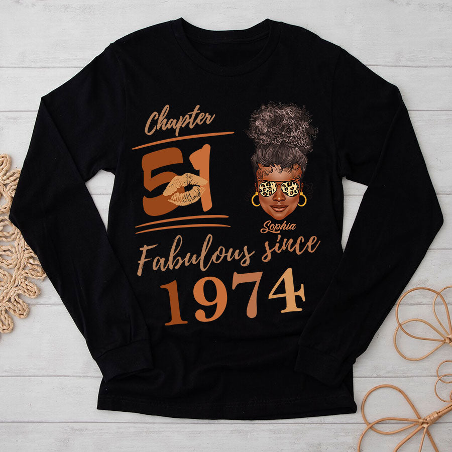Chapter 51, Fabulous Since 1974 51st Birthday Unique T Shirt For Woman, Her Gifts For 51 Years Old , Turning 51 Birthday Cotton Shirt TLQ