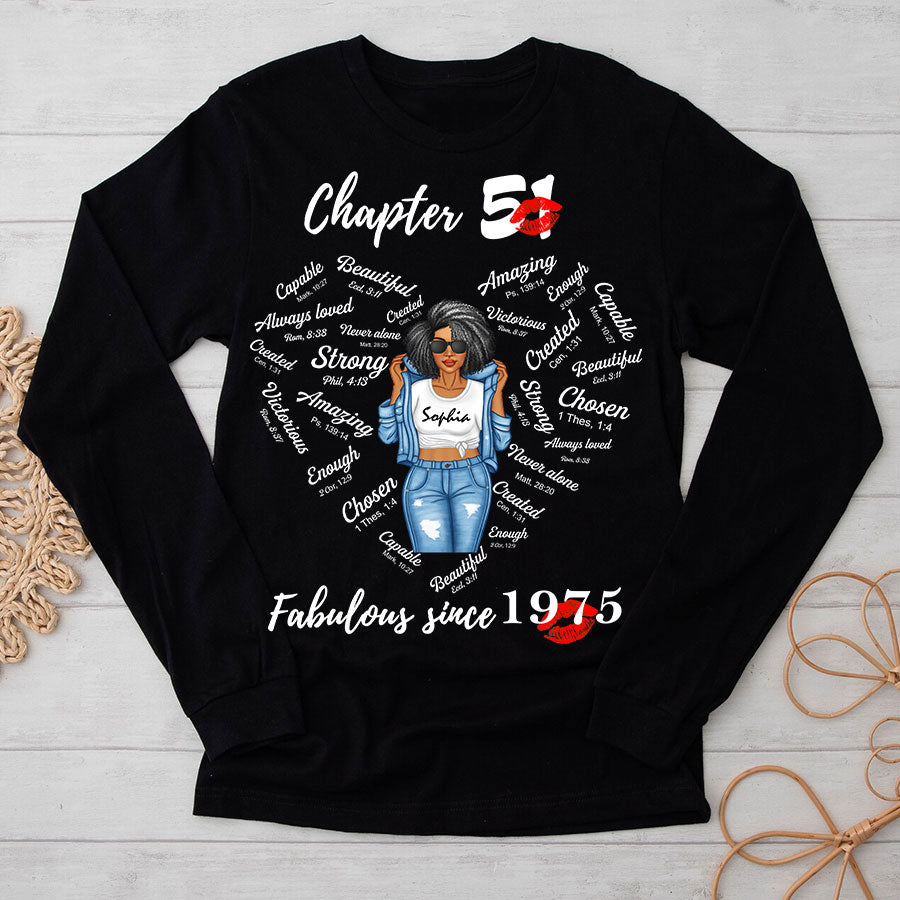 Chapter 51, Fabulous Since 1975 51st Birthday Unique T Shirt For Woman, Her Gifts For 51 Years Old , Turning 51 Birthday Cotton Shirt-TLQ