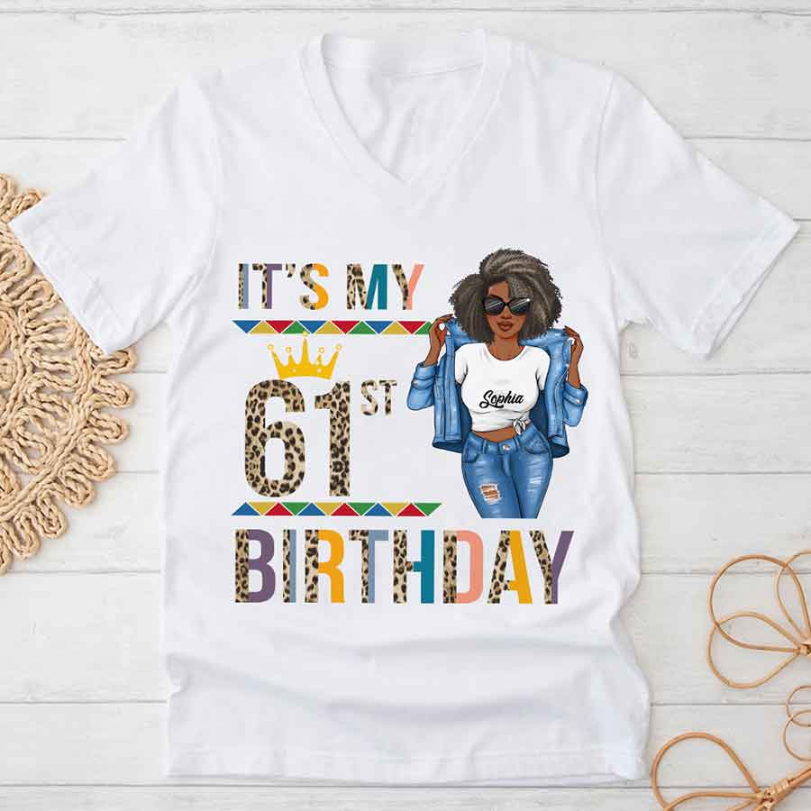 Personalized 61st Birthday Shirts, Custom Birthday Shirts, Turning 61 Shirt, Gifts For Women Turning 61, 61 And Fabulous Shirt, 61st Birthday Shirts For Her-YPT-HCT