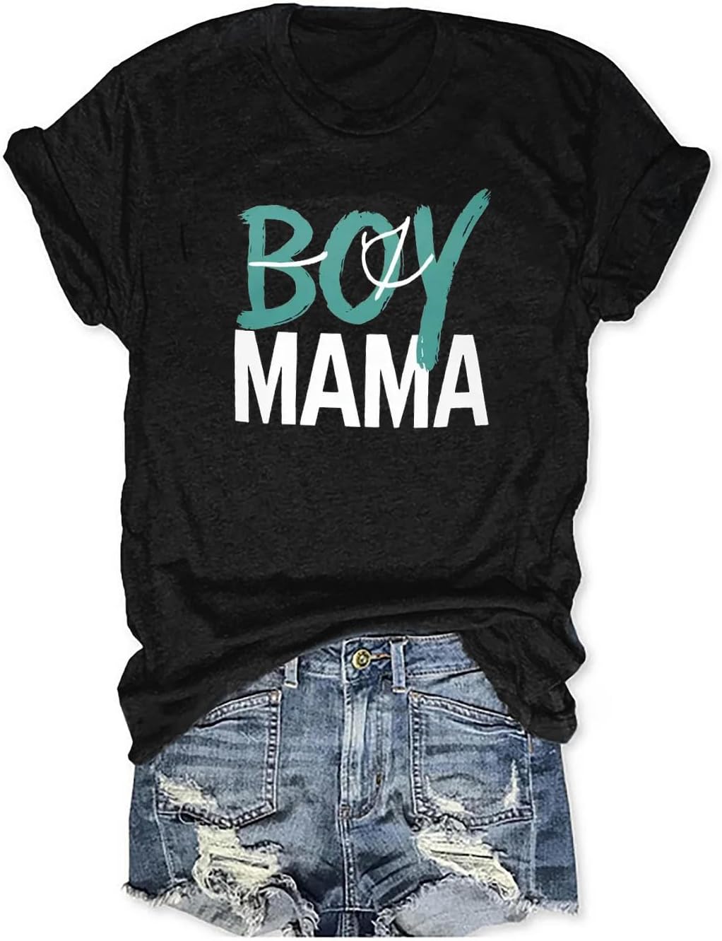 Womens Boy Mama Shirt Casual Letter Printed Boy Mom T-Shirts Short Sleeve Mother&#39;s Day Graphic Tee Tops Mother Shirt