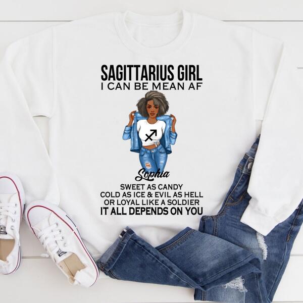 Personalized Sagittarius Shirt, Sagittarius Birthday T Shirt, Customize Birthday Shirt For Black Woman
