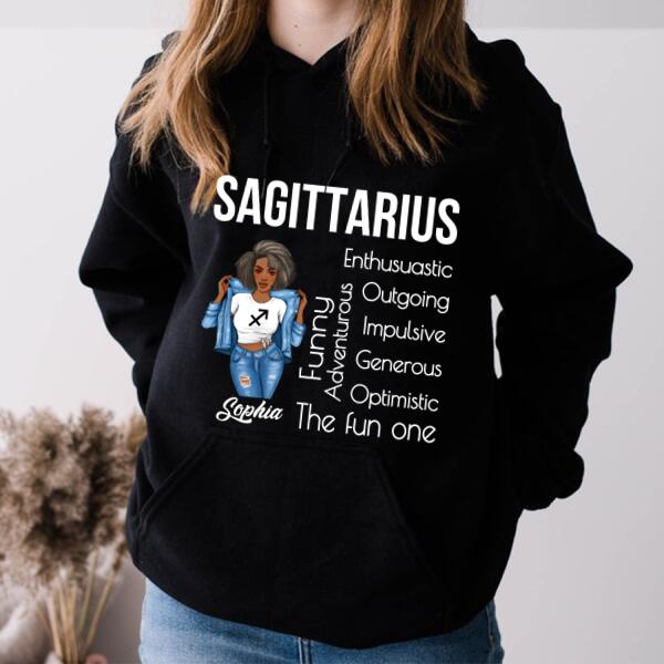 Personalized Sagittarius Shirt, Sagittarius Birthday T Shirt with sayings, Customize Birthday Shirt For Black Woman