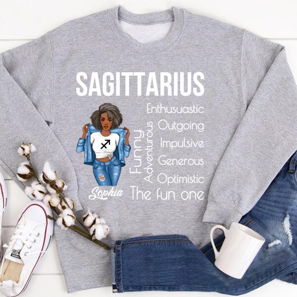 Personalized Sagittarius Shirt, Sagittarius Birthday T Shirt with sayings, Customize Birthday Shirt For Black Woman