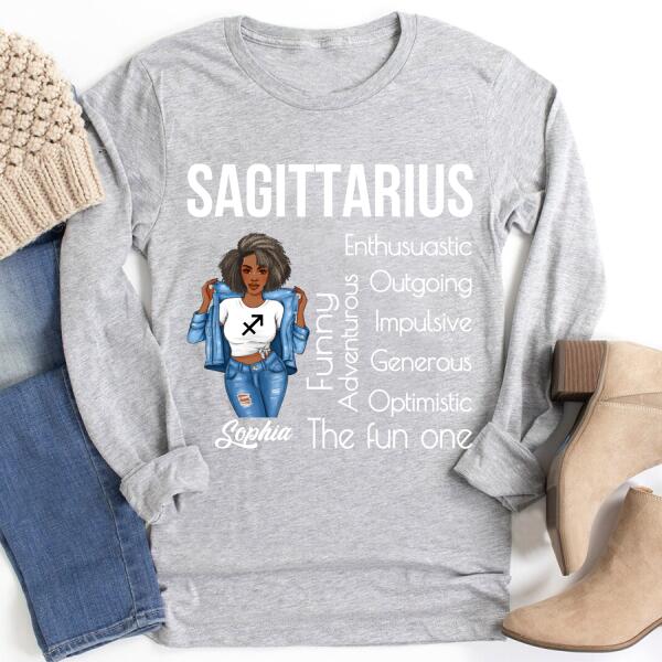 Personalized Sagittarius Shirt, Sagittarius Birthday T Shirt with sayings, Customize Birthday Shirt For Black Woman