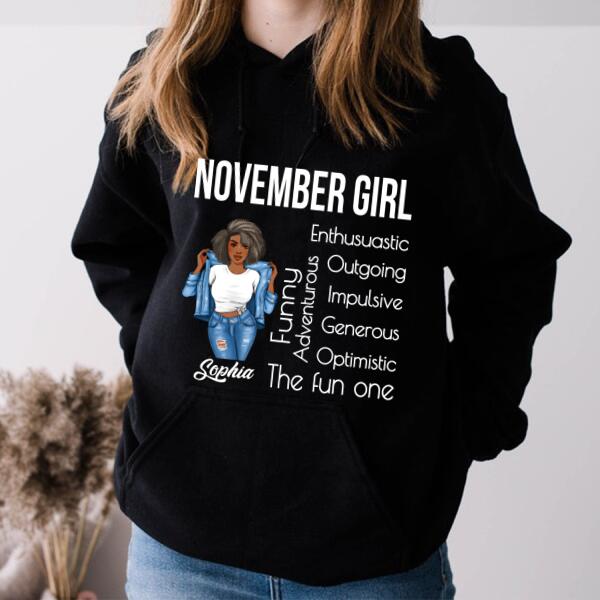 Personalized November girl Shirt, November Birthday T Shirt with sayings, Customize Birthday Shirt For Black Woman