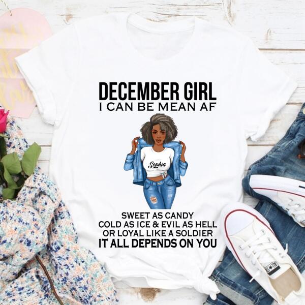 Personalized December Shirt, December Birthday T Shirt, Customize Birthday Shirt For Black Woman