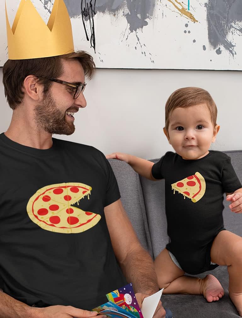 Pizza Pie &amp; Slice Fathers Day Daddy and Me Outfits Gifts for New Dads Matching Dad Shirt Baby Bodysuit