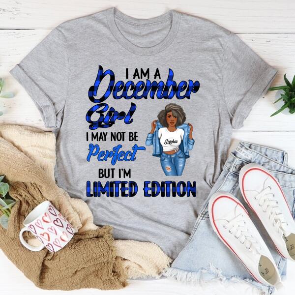 Personalized Birthday T Shirt, December Queen shirt, Queens Are Born In December Cotton T-Shirt, December Birthday Gifts For Afro Woman, December Birthday Gifts