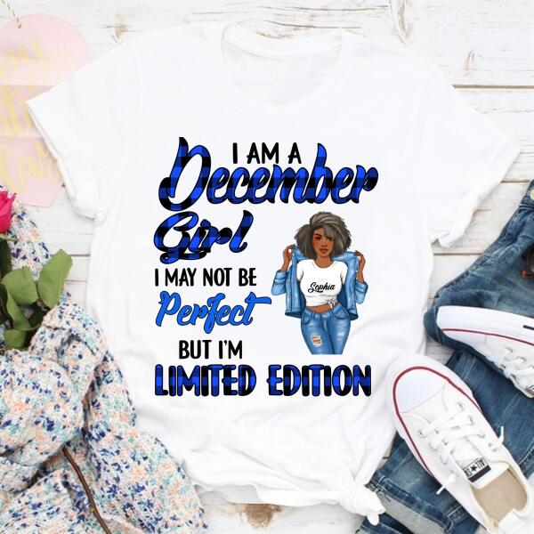 Personalized Birthday T Shirt, December Queen shirt, Queens Are Born In December Cotton T-Shirt, December Birthday Gifts For Afro Woman, December Birthday Gifts