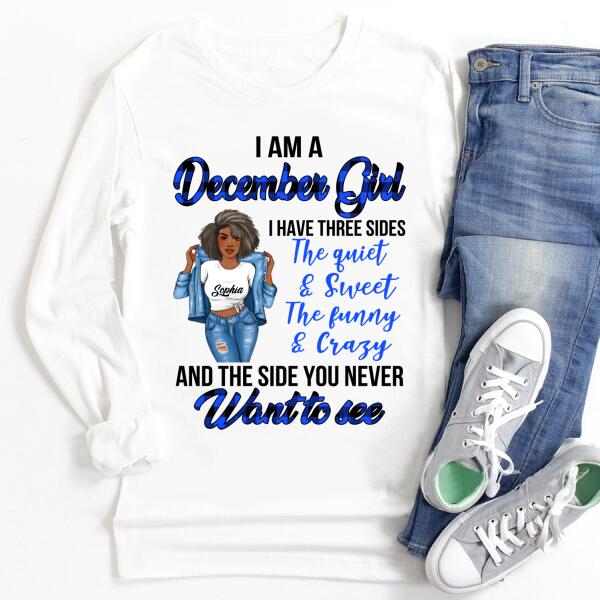 Personalized Birthday T Shirt, December Queen shirt, Queens Are Born In December Cotton T-Shirt, December Birthday Gifts For Afro Woman, December Birthday Gifts