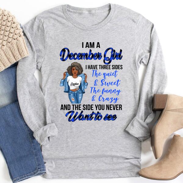 Personalized Birthday T Shirt, December Queen shirt, Queens Are Born In December Cotton T-Shirt, December Birthday Gifts For Afro Woman, December Birthday Gifts