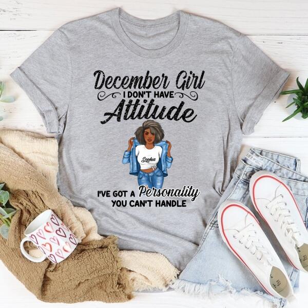 Personalized Birthday T Shirt, December Queen shirt, Queens Are Born In December Cotton T-Shirt, December Birthday Gifts For Afro Woman, December Birthday Gifts