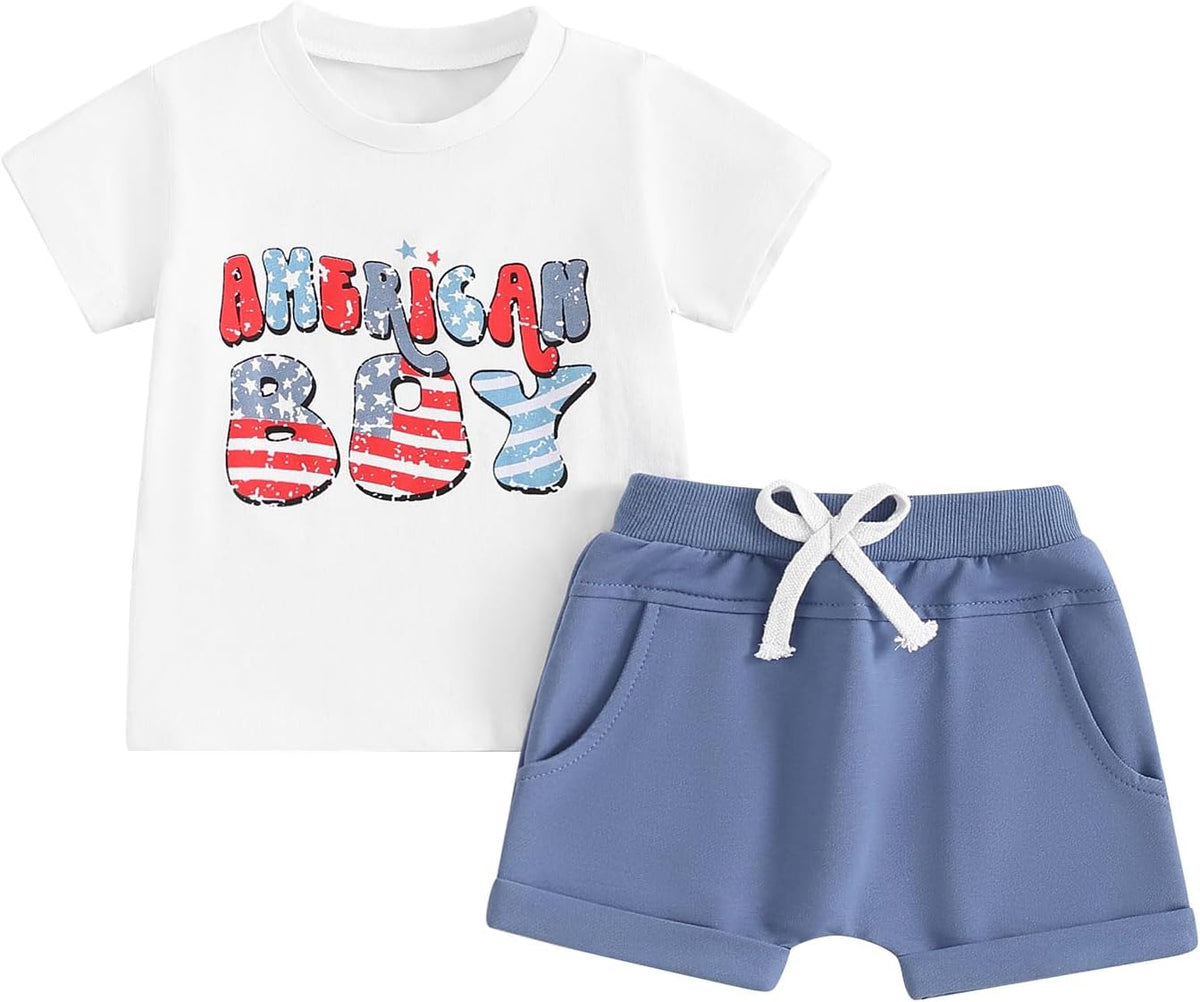 BemeyourBBs Toddler Baby Boy Summer Clothes Funny Letter T Shirt Elastic Waist Pockets Shorts Set 2 Piece Outfit