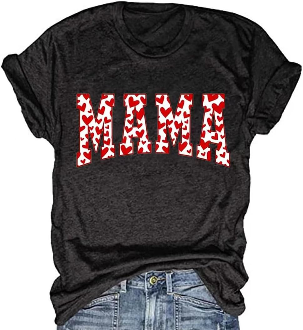 T-Shirt for Mama Women&#39;s Mom Life Graphic Tees Casual Cute Mother&#39;s Day Tops for Mommy