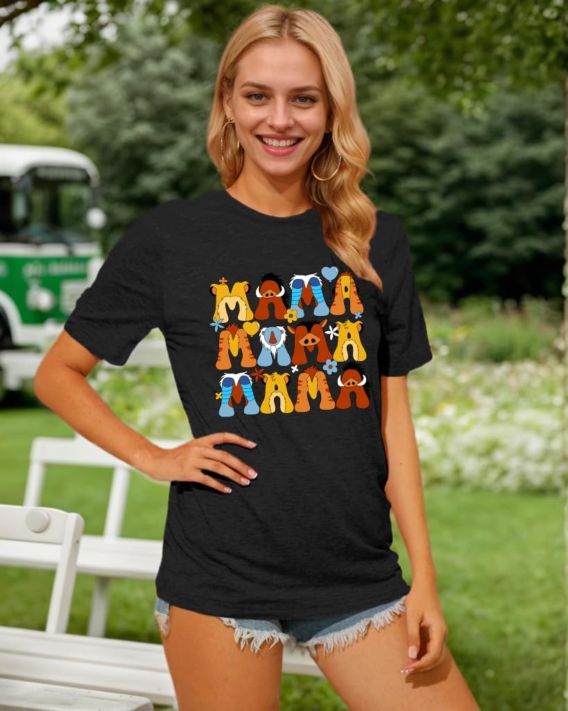 Mama Shirt Women Cute Mom Letter Print Mother&#39;s Day Tshirt Graphic Short Sleeve Tee Tops Blouses