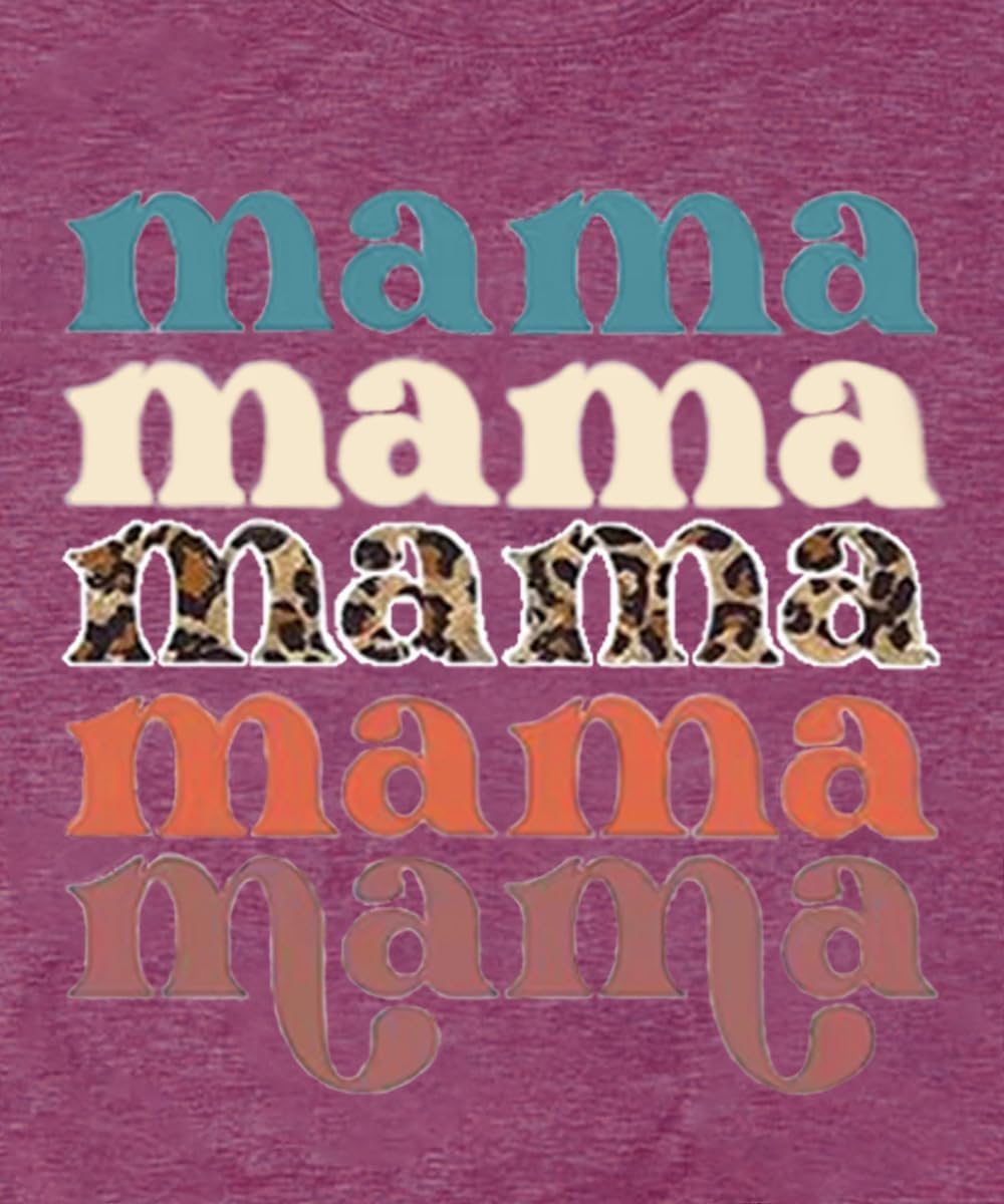 Mama Shirts for Women Thanksgiving Shirts Cute Mama Letter Graphic Tee Shirts Summer Casual Tops Mother Shirt