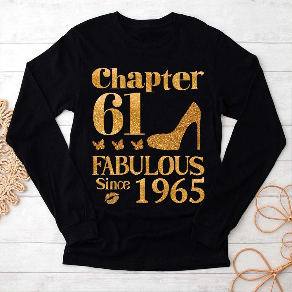 Chapter 61, Fabulous Since 1965 61st Birthday Unique T Shirt For Woman, Her Gifts For 61 Years Old , Turning 61 Birthday Cotton Shirt