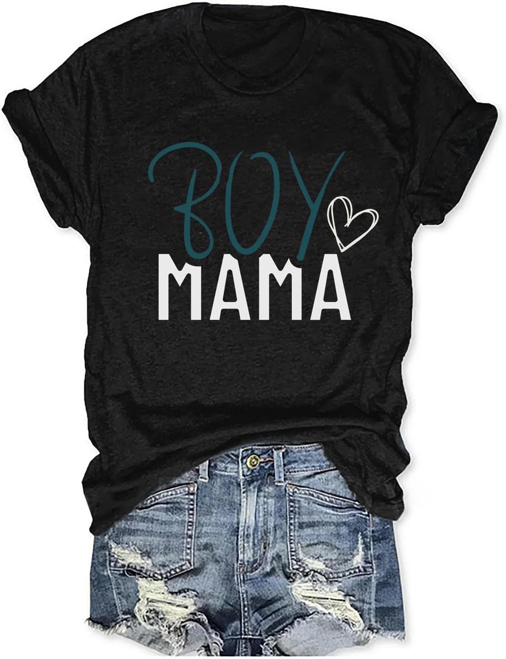 Womens Boy Mama Shirt Casual Letter Printed Boy Mom T-Shirts Short Sleeve Mother&#39;s Day Graphic Tee Tops Mother Shirt