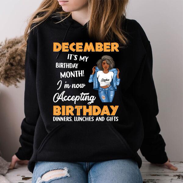 Personalized Birthday Shirt, December Birthday Gifts For Afro Woman, December Birthday Gifts