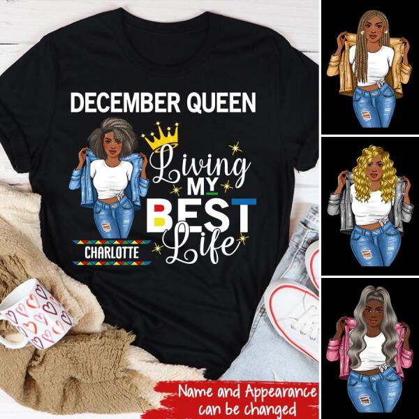 Personalized Birthday Shirt, December Birthday Gifts For Afro Woman, December Birthday Gifts