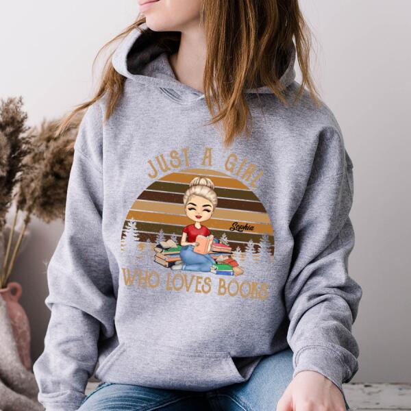 Personalized Birthday T Shirt, Book Lover Shirt, Reading Gifts Cotton Shirt, Just a Girl Who loves Books