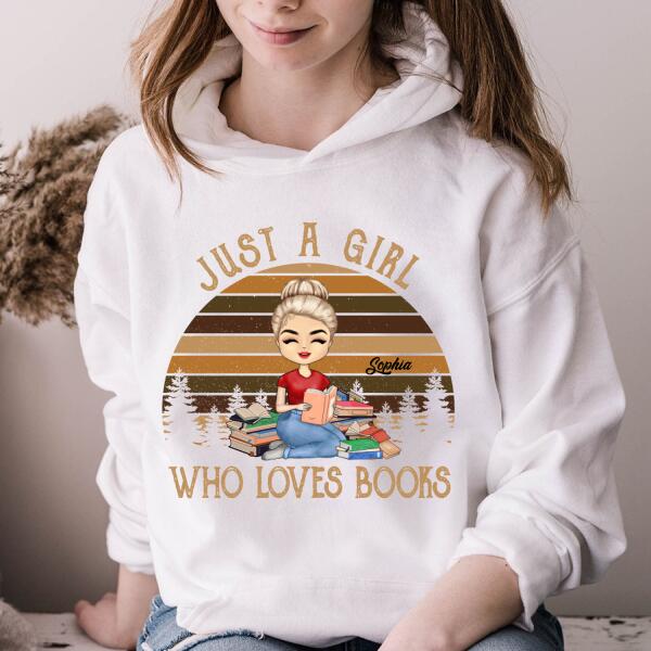 Personalized Birthday T Shirt, Book Lover Shirt, Reading Gifts Cotton Shirt, Just a Girl Who loves Books