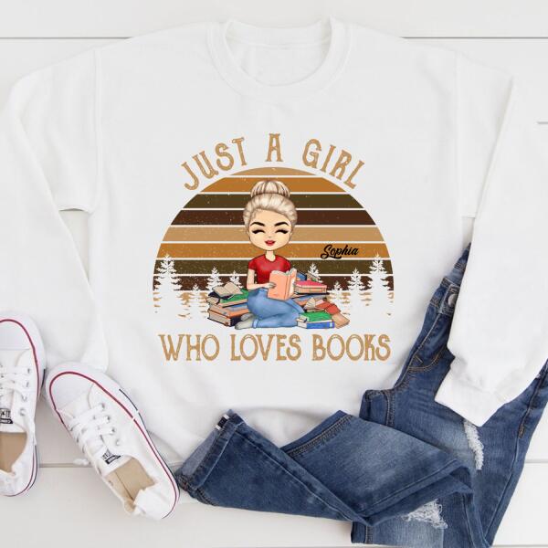 Personalized Birthday T Shirt, Book Lover Shirt, Reading Gifts Cotton Shirt, Just a Girl Who loves Books