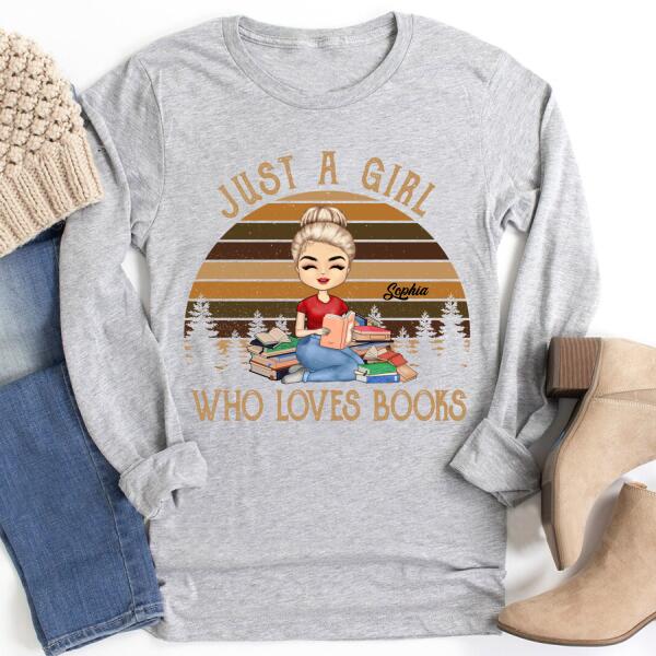 Personalized Birthday T Shirt, Book Lover Shirt, Reading Gifts Cotton Shirt, Just a Girl Who loves Books