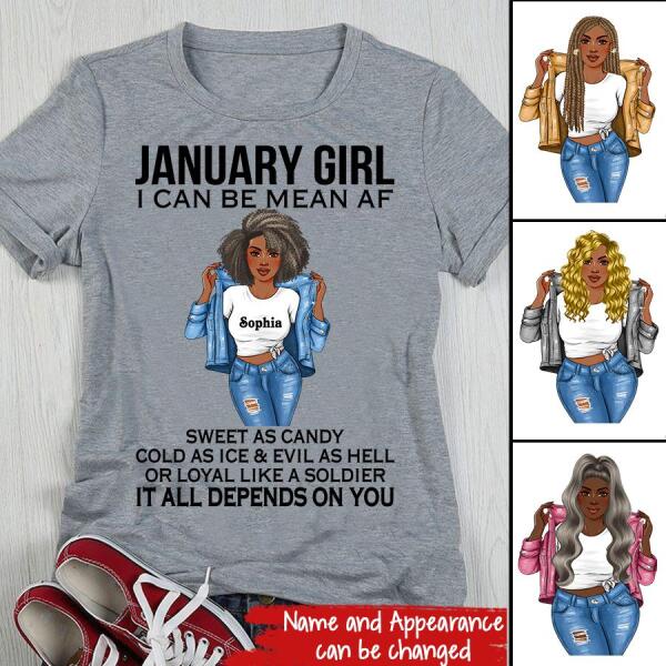 Personalized January Shirt, January Birthday T Shirt, Customize Birthday Shirt For Black Woman